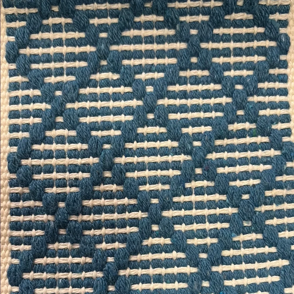 Blue and Cream White Boho Woven Throw Pillow Covers 19”x 11” NEW